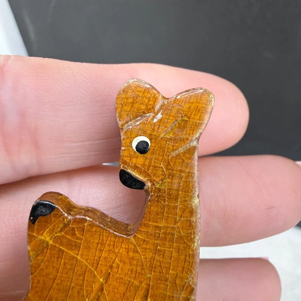 Vintage Hand Crafted Deer Brooch Wood